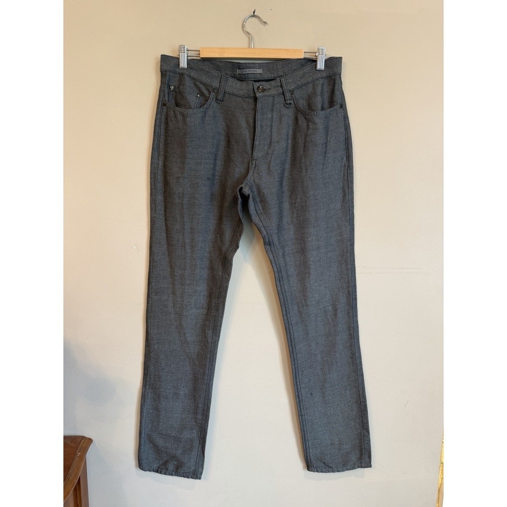John Varvatos Pants Mens 32R Gray Cotton Linen Blend Button Fly